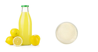 Lemon Juice Powder and Lemons and Bottle of Lemon Juice